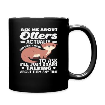 Sea Otter Cartoon Conversation About Otter - Full Colour Mug - black - Right