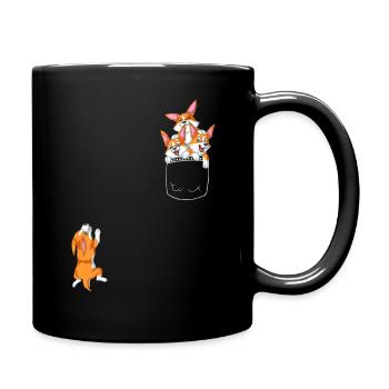 Chemise drôle de corgi style seau à poches - Mug uni - noir - Droite