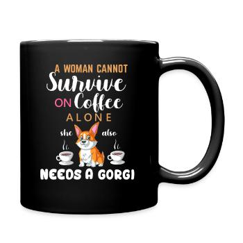 Femme a besoin de café et de chemise drôle de corgi - Mug uni - noir - Droite