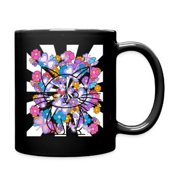 Retro Katze Kinder 60er - Tasse einfarbig - Schwarz - Rechts
