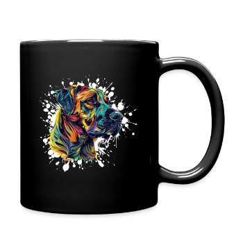 Explosion de couleur Portrait de chien - Mug uni - noir - Droite