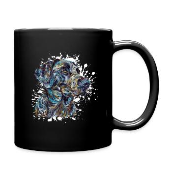 Aquarelle Chien Portrait Bleu - Mug uni - noir - Droite