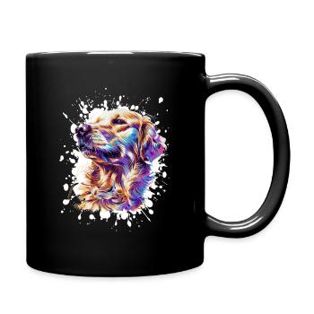 Farbiges Hundeporträt Spritzer - Tasse einfarbig - Schwarz - Rechts