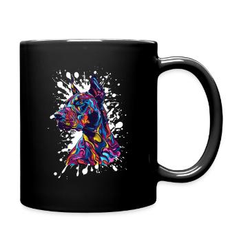 Tête de chien colorée Pop Art - Mug uni - noir - Droite
