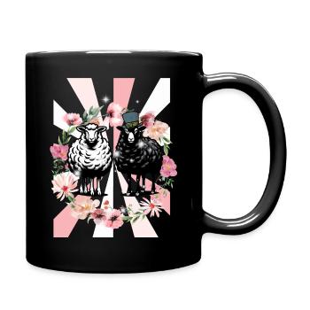 Retro Frühling Schafe Ostern Kinder - Tasse einfarbig - Schwarz - Rechts