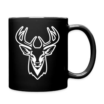 Hirsch Kopf - Tasse einfarbig - Schwarz - Rechts