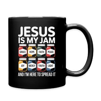 Jesus is my thing with grace, hope, faith, - Full Colour Mug - black - Right