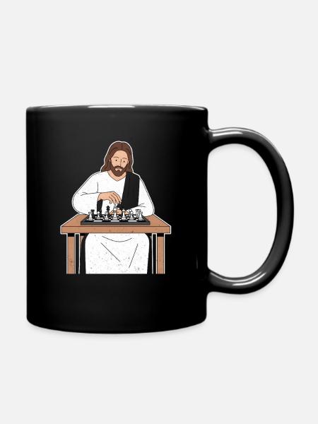 Heiliger Zug beim Schach / Jesus Schach - Tasse einfarbig - Schwarz