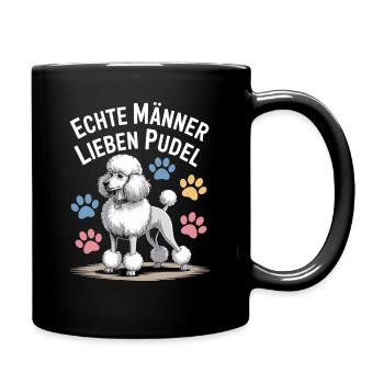  Echte Männer Lieben Pudel Lustiger Hund Spruch - Tasse einfarbig - Schwarz - Rechts