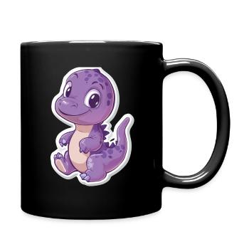 Dinosaurier - Tasse einfarbig - Schwarz - Rechts