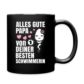 Alles Gute Papa wünscht dir dein bester Schwimmer - Tasse einfarbig - Schwarz - Rechts