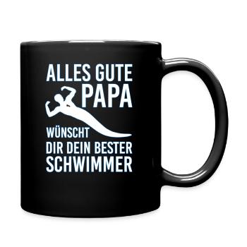 Alles Gute Papa wünscht dir dein bester Schwimmer - Tasse einfarbig - Schwarz - Rechts