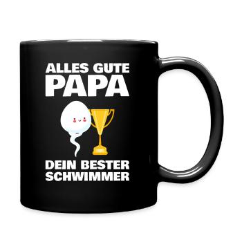 Alles Gute Papa wünscht dir dein bester Schwimmer - Tasse einfarbig - Schwarz - Rechts