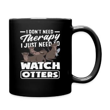Sea Otter Cartoon Therapy Watch Otter - Full Colour Mug - black - Right