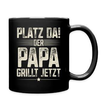 Grillen Papa - Tasse einfarbig - Schwarz - Rechts