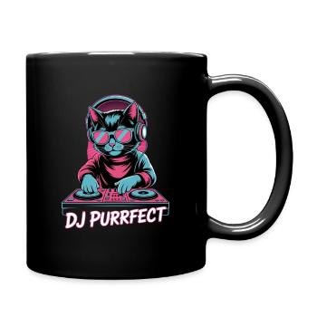 DJ Purrfect Katze DJ Kopfhörer Turntable - Tasse einfarbig - Schwarz - Rechts