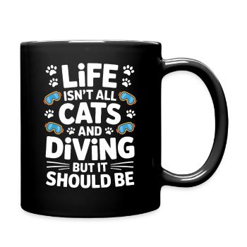 Tauchen Spruch Katzen Lustiges Tauchen Geschenk - Tasse einfarbig - Schwarz - Rechts