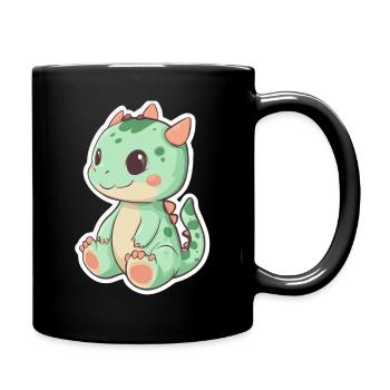 Dinosaurier - Tasse einfarbig - Schwarz - Rechts