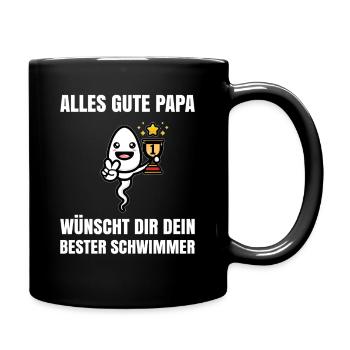 Alles Gute Papa wünscht dir dein bester Schwimmer - Tasse einfarbig - Schwarz - Rechts