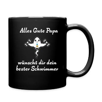 Alles Gute Papa wünscht dir dein bester Schwimmer - Tasse einfarbig - Schwarz - Rechts
