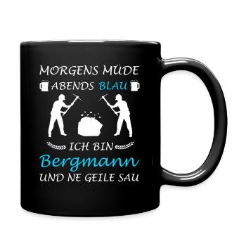 Bergmann Bergarbeiter Kumpel Kohle Miene - Tasse einfarbig - Schwarz - Rechts