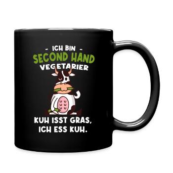 Vegetarier Kuh Isst Gras Ich Ess Kuh - Tasse einfarbig - Schwarz - Rechts