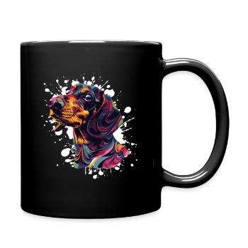 Colorful Dog Head Splatter Art - Full Colour Mug - black - Right