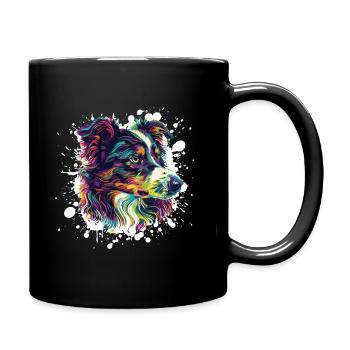 Explosion de couleur Portrait de chien - Mug uni - noir - Droite