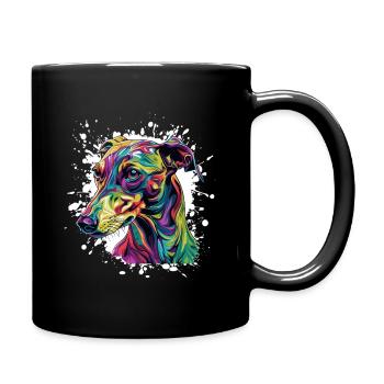 Farbexplosion Hund Portrait - Tasse einfarbig - Schwarz - Rechts