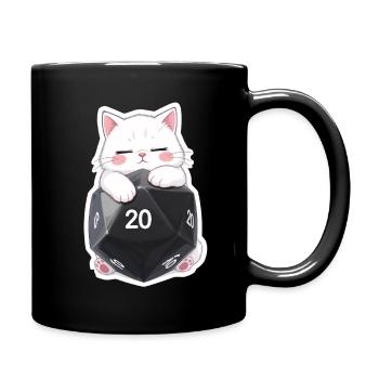 Sleeping Cat Hugging W20 Cube – Cartoon - Full Colour Mug - black - Right