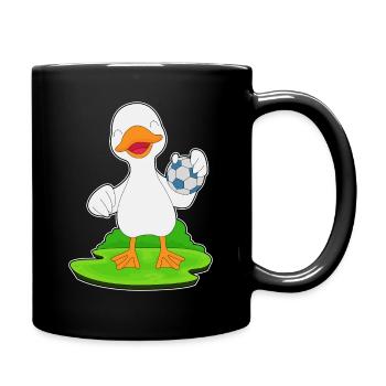Ente Handballspieler Handball - Tasse einfarbig - Schwarz - Rechts