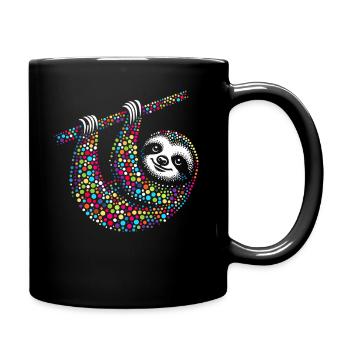 Spotty Rainbow Dotted Sloth Mosaic - Full Colour Mug - black - Right