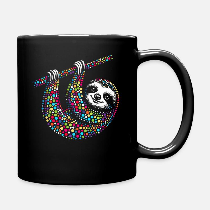 Spotty Rainbow Dotted Sloth Mosaic - Full Colour Mug - black