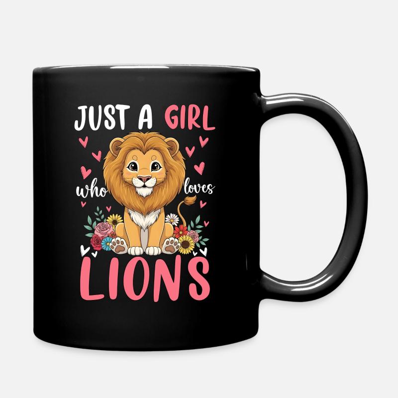 Nur ein Mädchen liebt Löwen - Tasse einfarbig - Schwarz