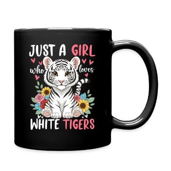 Nur ein Mädchen liebt Weiße Tiger - Tasse einfarbig - Schwarz - Rechts
