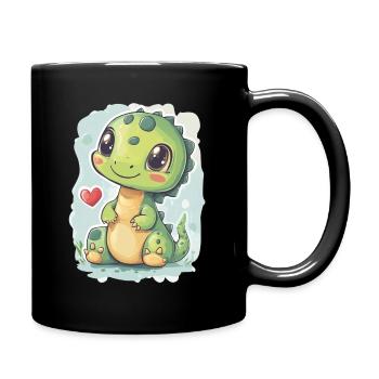 Dinosaurier - Tasse einfarbig - Schwarz - Rechts