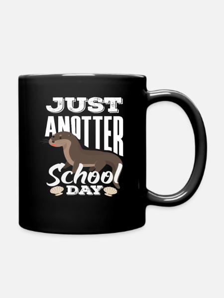Journée scolaire de dessin animé Sea Otter - Mug uni - noir
