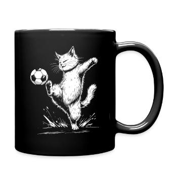 football, footballeur, joueur de football, chat - Mug uni - noir - Droite