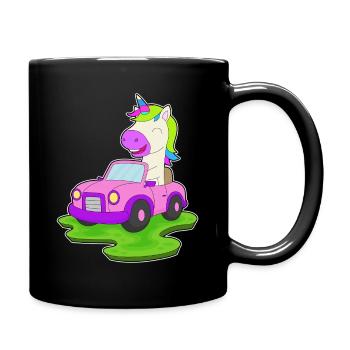 Einhorn Auto - Tasse einfarbig - Schwarz - Rechts
