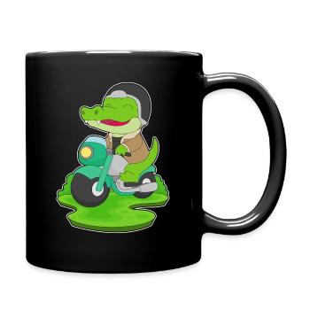 Krokodil Motorroller - Tasse einfarbig - Schwarz - Rechts