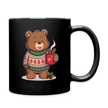 Ours d’hiver avec thé et bâtons de cannelle - Mug uni - noir - Droite