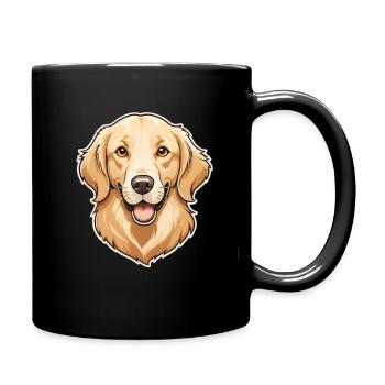Golden Retriever Head Illustration - Full Colour Mug - black - Right