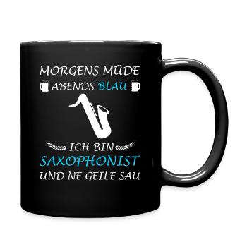 Saxophonist Saxophon Musiker Jazz Spieler - Tasse einfarbig - Schwarz - Rechts