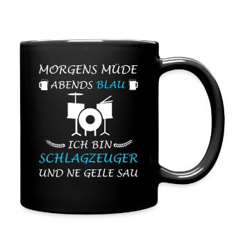 Schlagzeuger Musik Drums Schlagzeug Spruch - Tasse einfarbig - Schwarz - Rechts