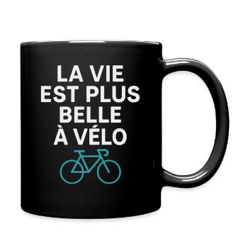Life Is More Beautiful On Bike Cycling Humor - Full Colour Mug - black - Right