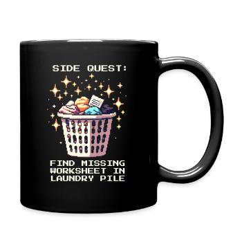 Side Quest: Leaf in the Laundry Mountain | Homeschool - Full Colour Mug - black - Right