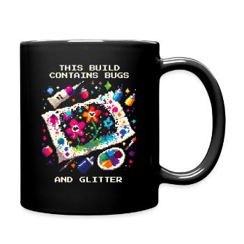 Enthält Bugs & Glitzer | Homeschool Basteln - Tasse einfarbig - Schwarz - Rechts