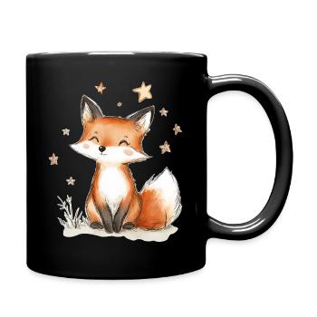 Renard et étoiles - Mug uni - noir - Droite
