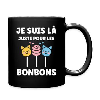 Bonbons Kawaii et Animaux en Sucette - Mug uni - noir - Droite