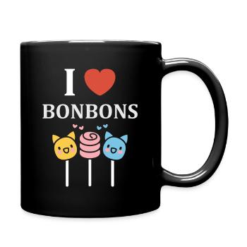 I Love Candy Cats Lollipops - Full Colour Mug - black - Right